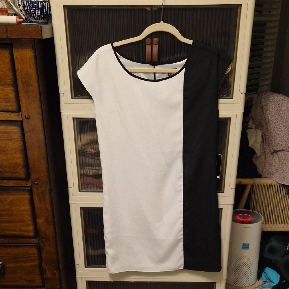 Express Sleek Black and White Mini Dress